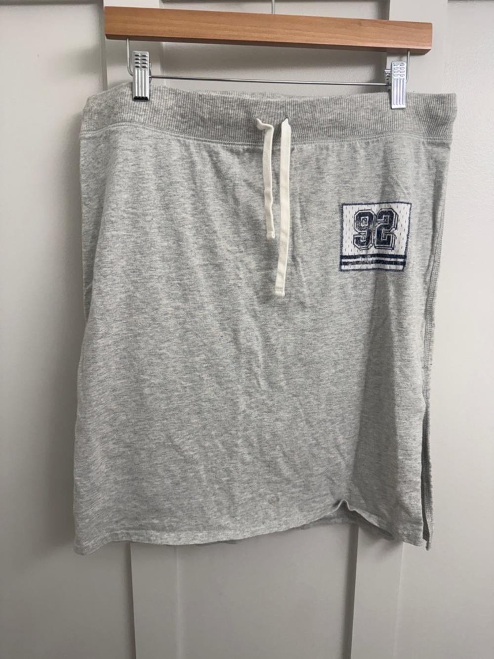 Abercrombie & Fitch Light Gray Midi Skirt with Navy '92 Patch